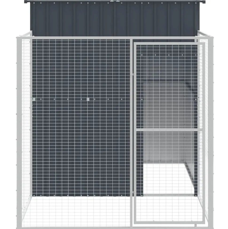 vidaXL Hondenhok met ren 165x251x181 cm gegalvaniseerd staal antraciet