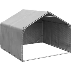 vidaXL Hondenhok voor buiten met hoes 2x2x1,5 m gegalvaniseerd staal