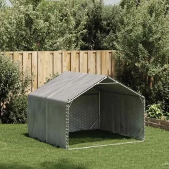 vidaXL Hondenhok voor buiten met hoes 2x2x1,5 m gegalvaniseerd staal
