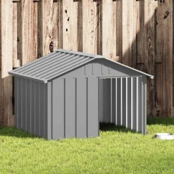 vidaXL Hondenhok 116,5x103x81,5 cm gegalvaniseerd staal grijs