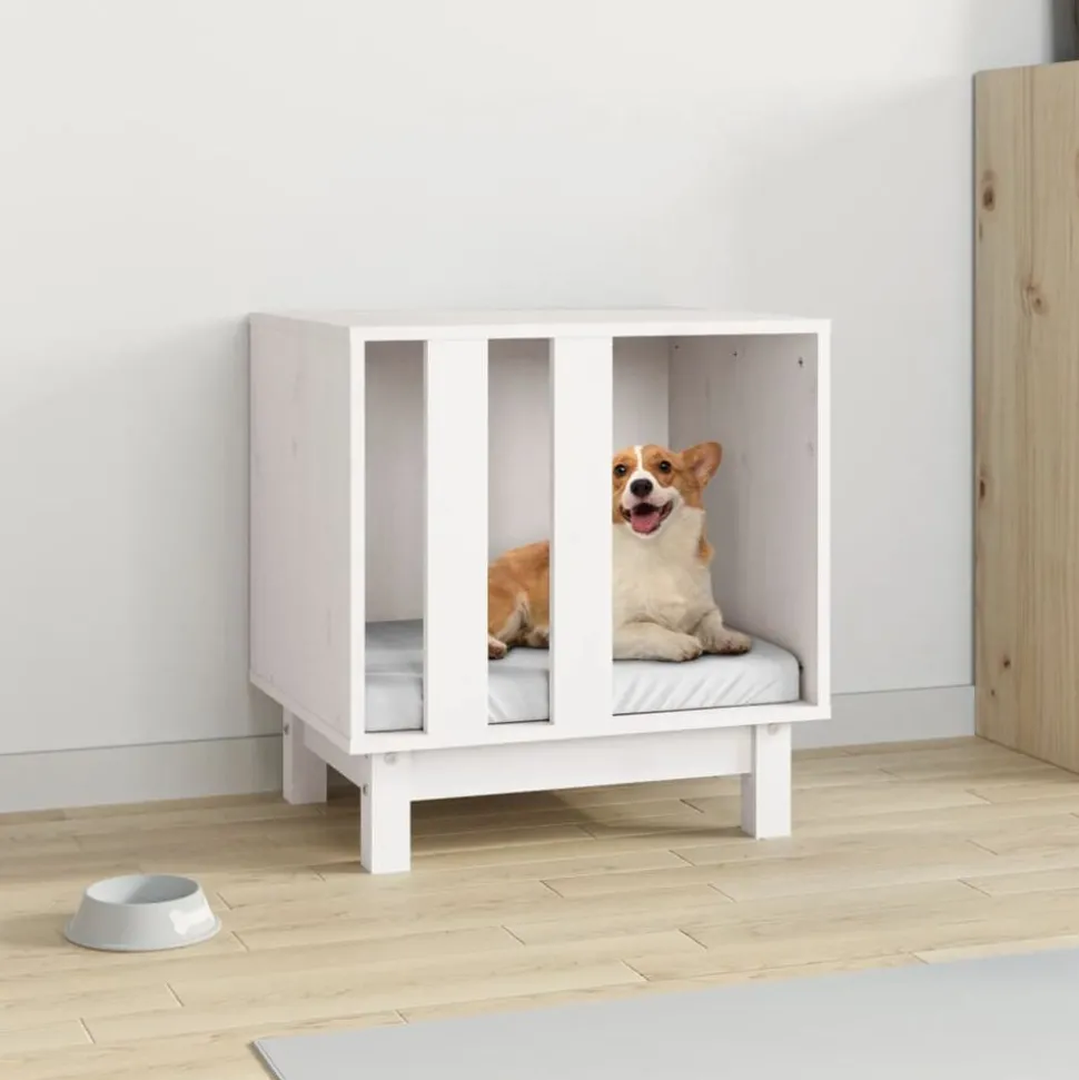 vidaXL Hondenhok 50x40x52 cm massief grenenhout wit