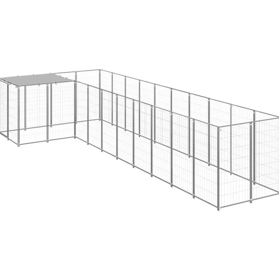 vidaXL Hondenkennel 7,26 m² staal zilverkleurig