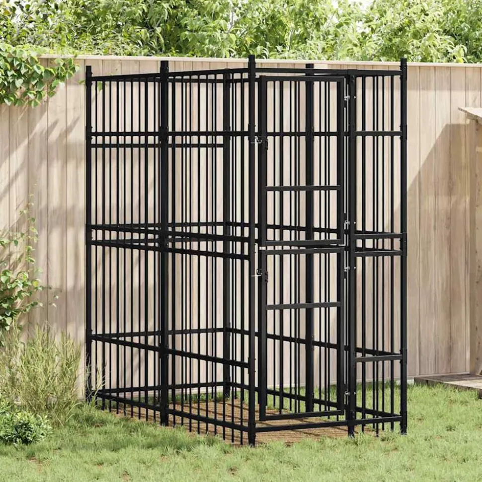 vidaXL Hondenkennel 1,84 m² staal