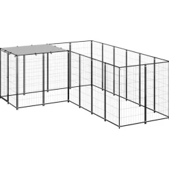 vidaXL Hondenkennel 4,84 m² staal zwart