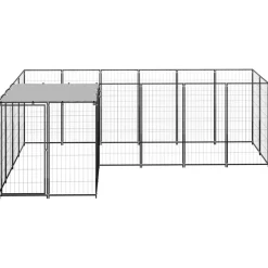 vidaXL Hondenkennel 4,84 m² staal zwart