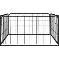 vidaXL Hondenkennel 4 panelen 100x50 cm gepoedercoat staal zwart