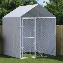 vidaXL Hondenkennel met dak 2x2x2,5 m gegalvaniseerd staal zilver