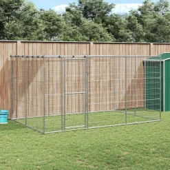 vidaXL Hondenkennel met dak 7,26 m² gegalvaniseerd staal