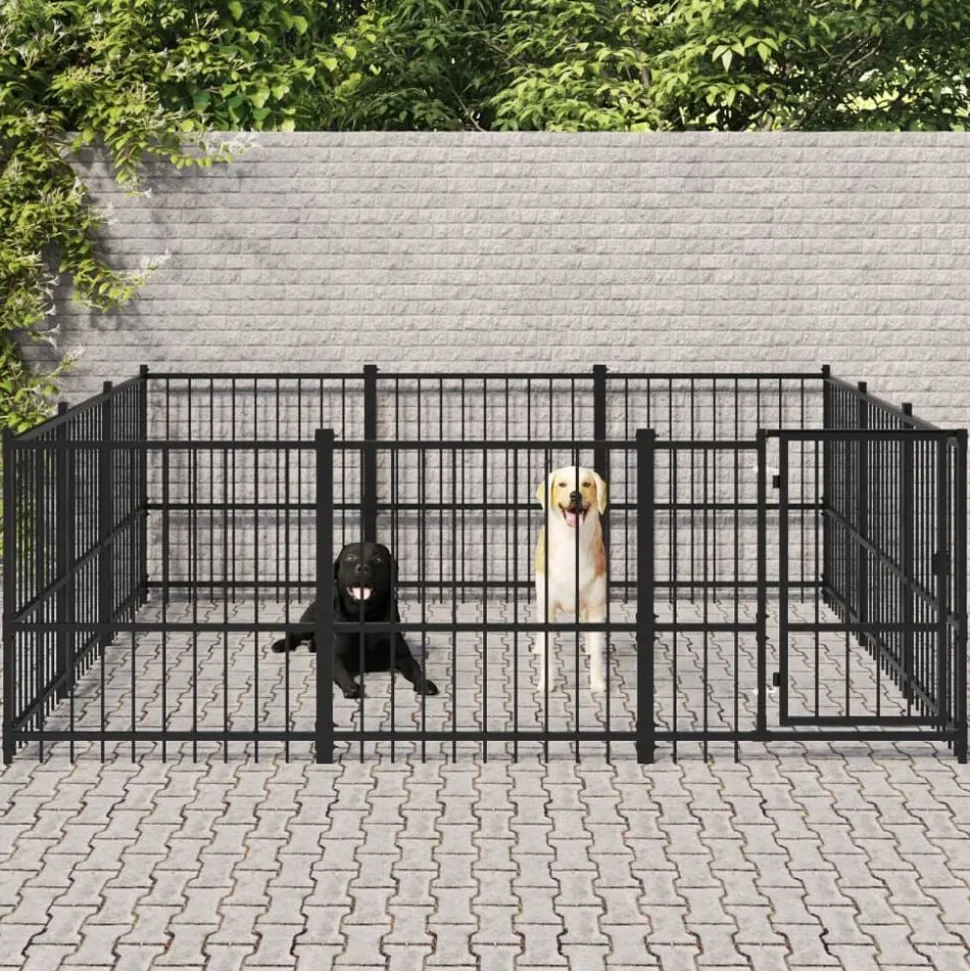 vidaXL Hondenkennel voor buiten 8,47 m² staal