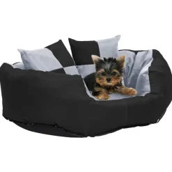 vidaXL Hondenkussen omkeerbaar en wasbaar 65x50x20 cm grijs en zwart