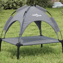 vidaXL Hondenmand met luifel oxford stof en staal antracietkleurig