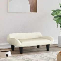 vidaXL Hondenmand 70x40x24 cm fluweel crèmekleurig