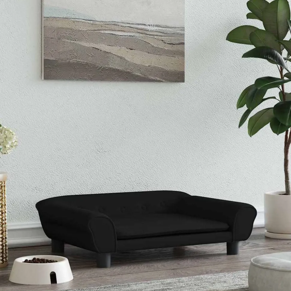 vidaXL Hondenmand 70x48x22 cm fluweel zwart