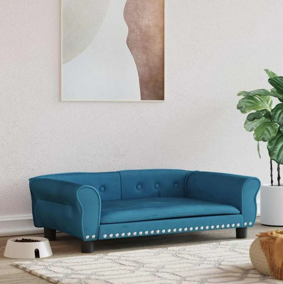 vidaXL Hondenmand 95x55x30 cm fluweel blauw