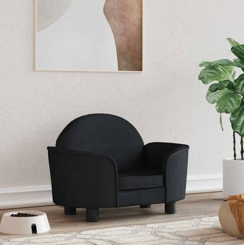 vidaXL Hondenmand 66x40x45 cm fluweel zwart