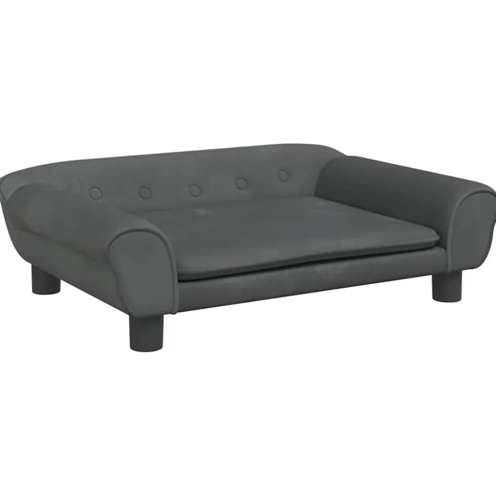 vidaXL Hondenmand 70x48x22 cm fluweel donkergrijs