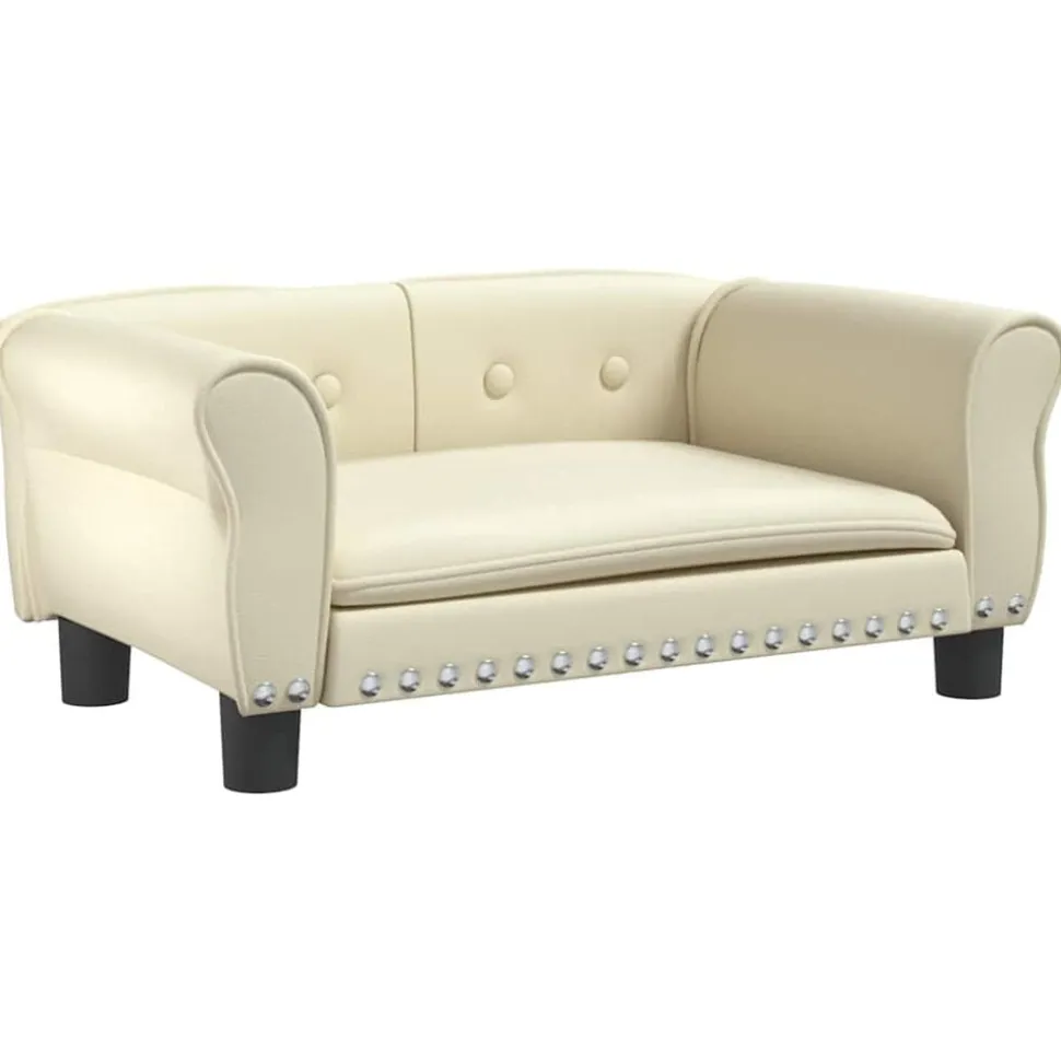 vidaXL Hondenmand 70x45x30 cm kunstleer crèmekleurig