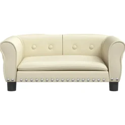 vidaXL Hondenmand 70x45x30 cm kunstleer crèmekleurig