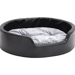 vidaXL Hondenmand 69x59x19 cm pluche en kunstleer zwart en grijs