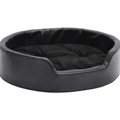 vidaXL Hondenmand 69x59x19 cm pluche en kunstleer zwart