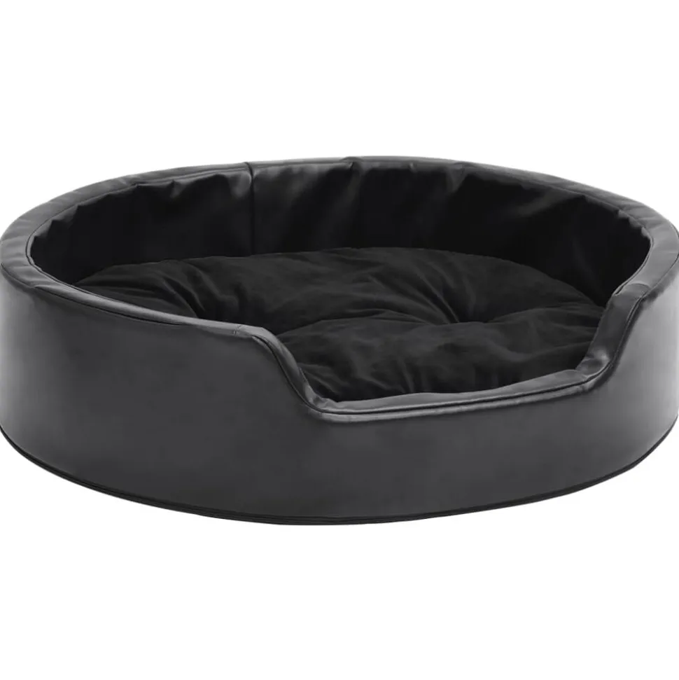 vidaXL Hondenmand 69x59x19 cm pluche en kunstleer zwart