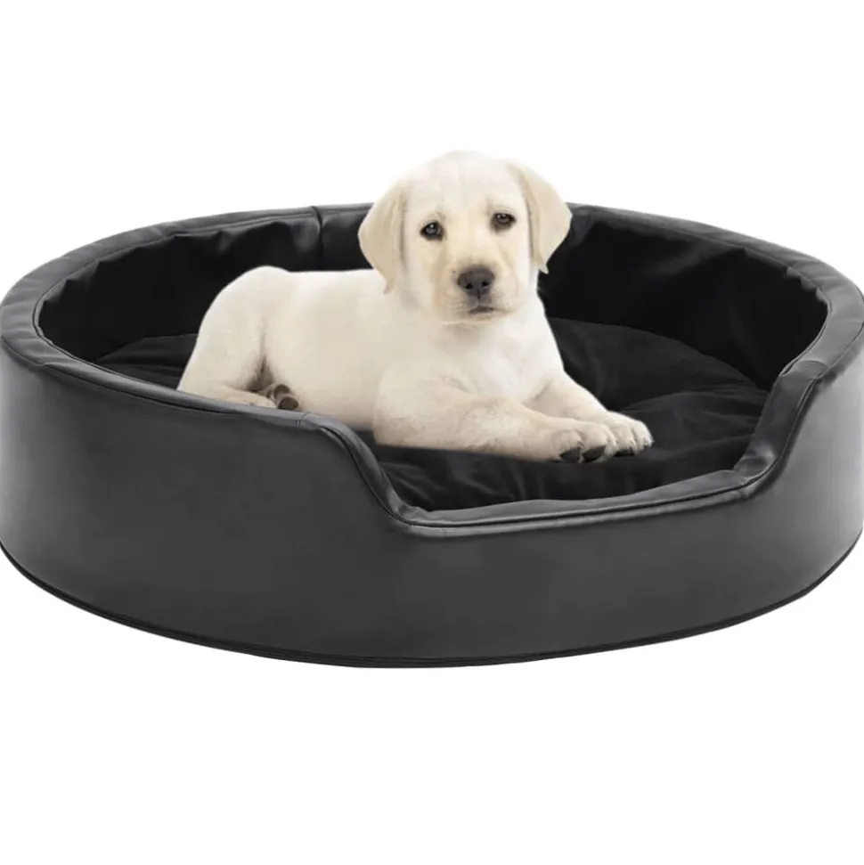 vidaXL Hondenmand 69x59x19 cm pluche en kunstleer zwart
