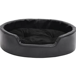 vidaXL Hondenmand 69x59x19 cm pluche en kunstleer zwart