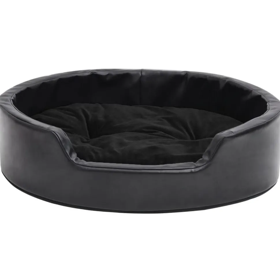 vidaXL Hondenmand 69x59x19 cm pluche en kunstleer zwart