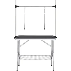 vidaXL Hondentrimtafel verstelbaar met 2 lussen en opbergschap