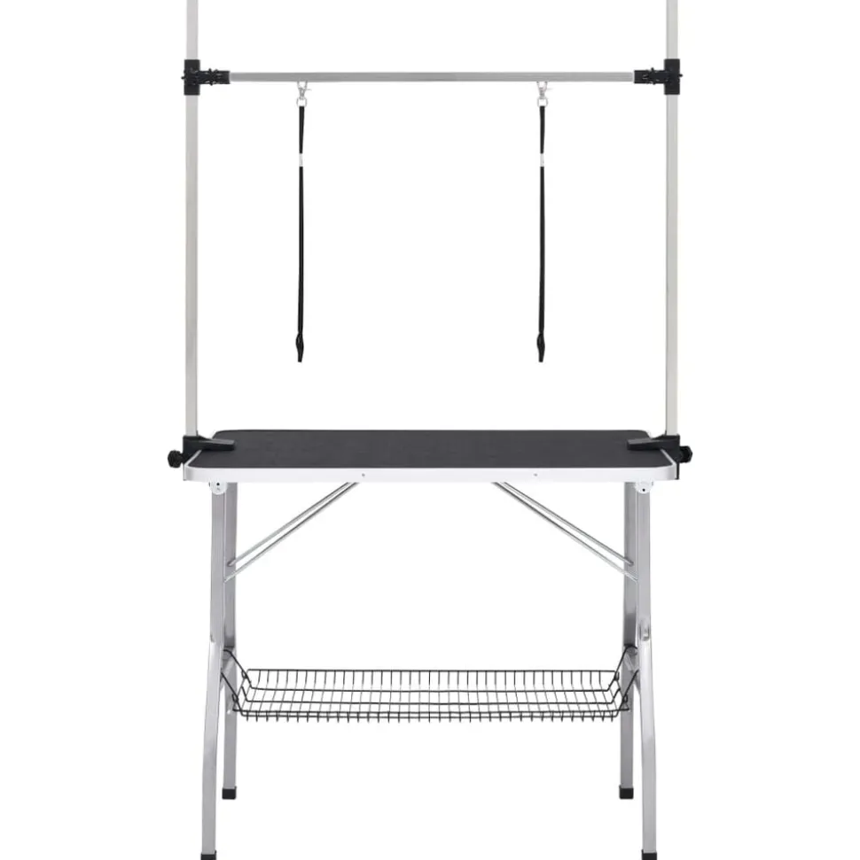 vidaXL Hondentrimtafel verstelbaar met 2 lussen en opbergschap