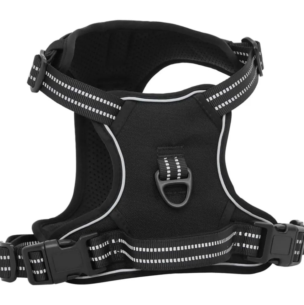 vidaXL Hondentuigje met riem en halsband verstelbaar S zwart