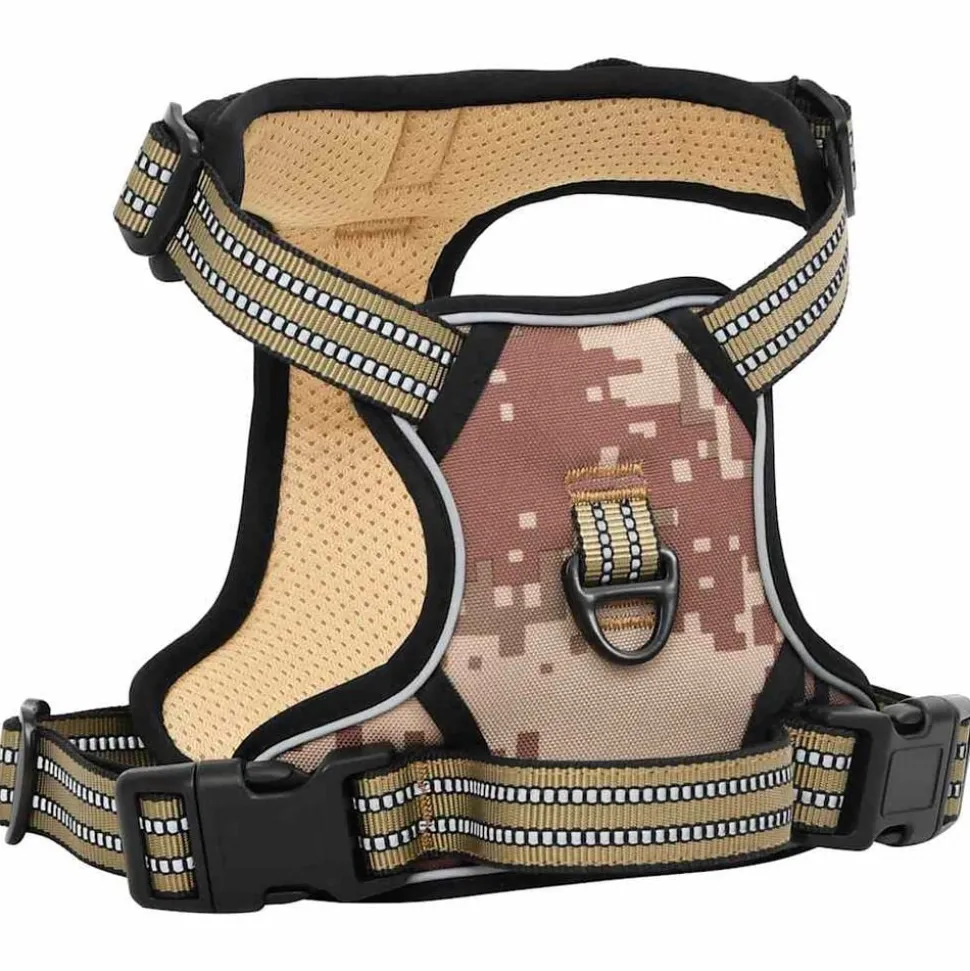 vidaXL Hondentuigje met riem en halsband verstelbaar S camouflagebruin