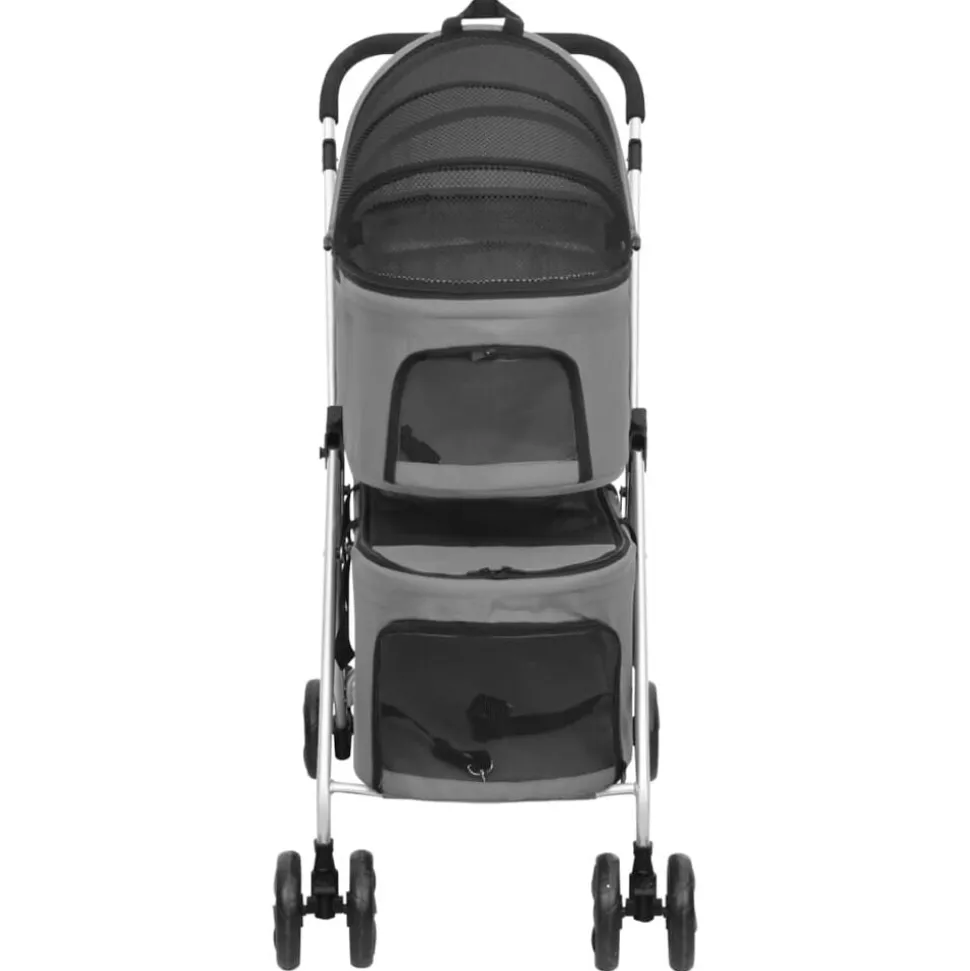 vidaXL Hondenwagen 2-laags inklapbaar 83x48x97 cm oxford stof grijs