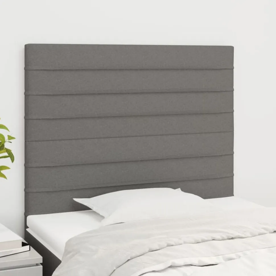 vidaXL Hoofdbord donkergrijs 80x5x118/128 cm Stof