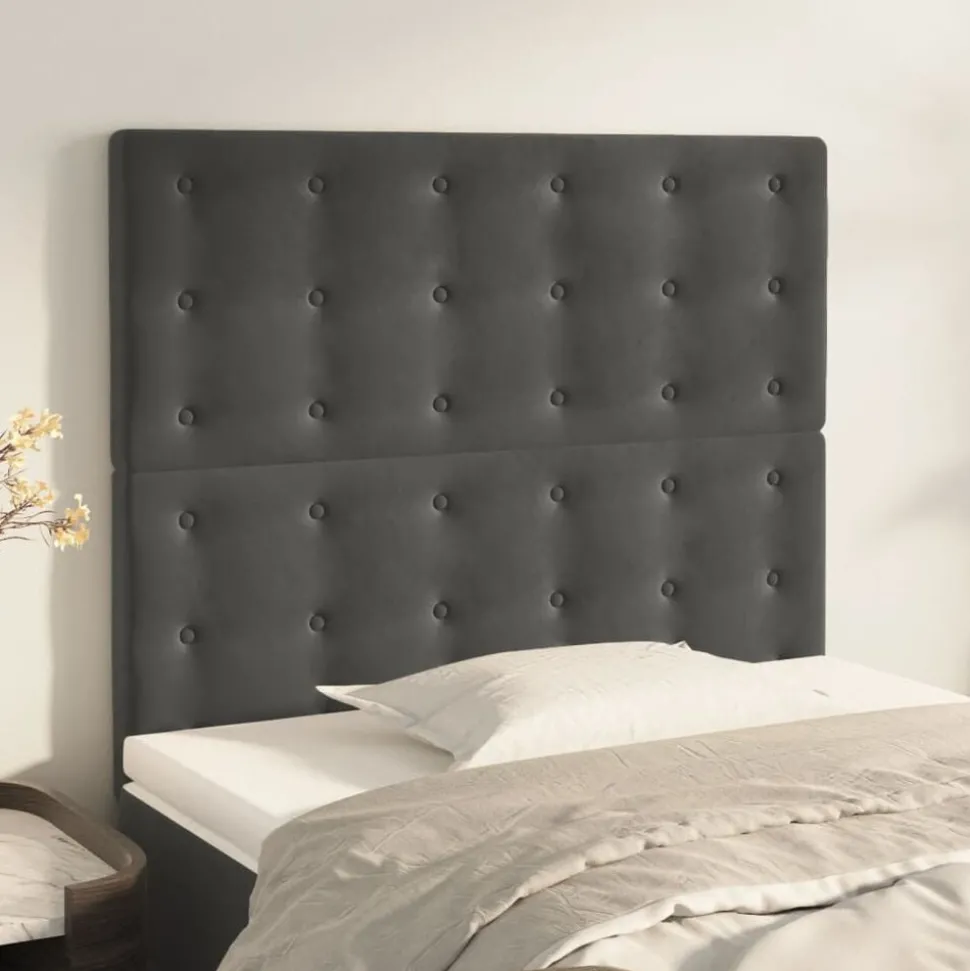 vidaXL Hoofdbord donkergrijs 80x5x118/128 cm Fluweel