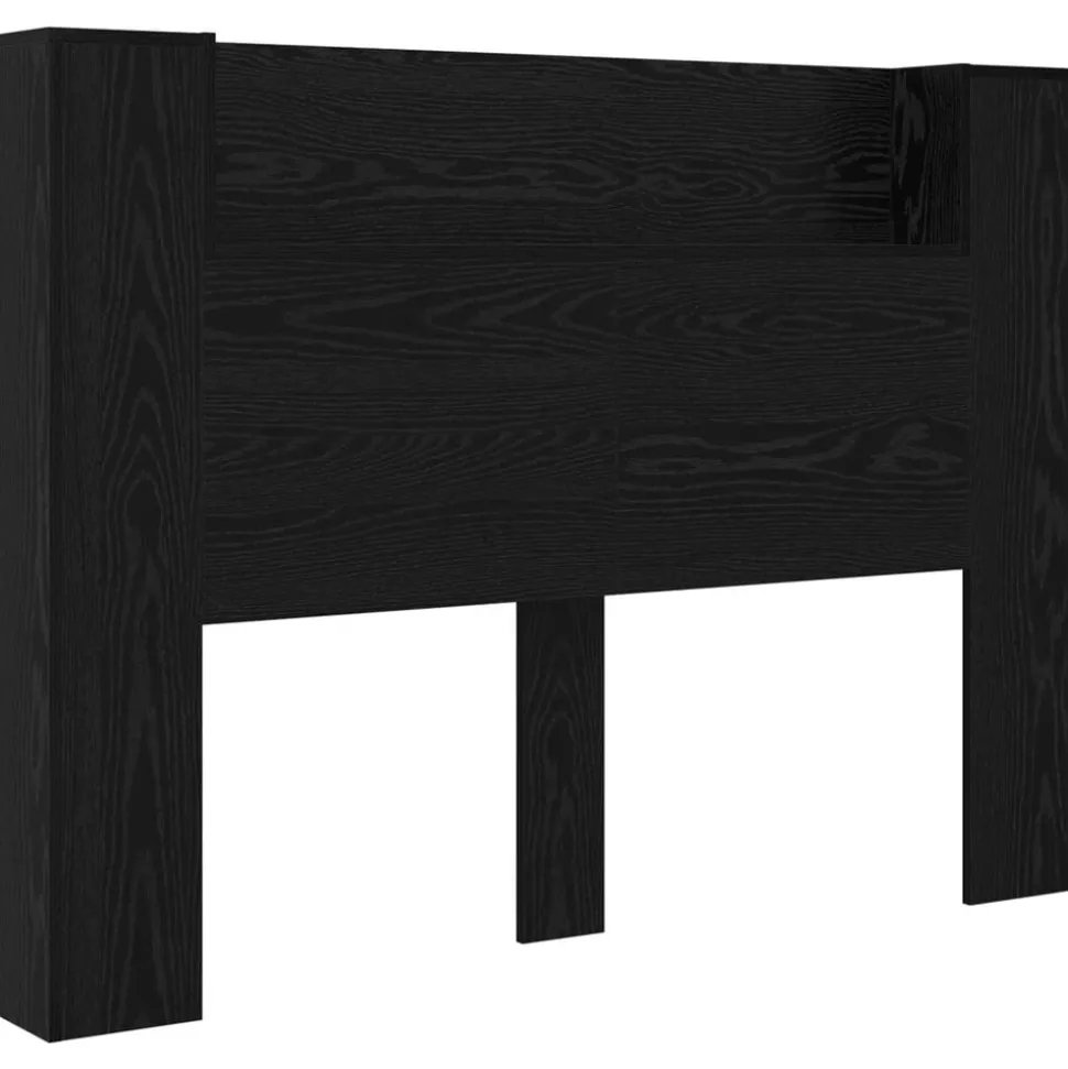 vidaXL Hoofdbord Kast met LED Zwarte Eik 140 x 16,5 x 103,5 cm