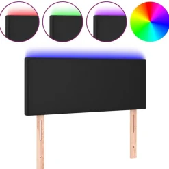 vidaXL Hoofdbord LED 80x5x78/88 cm kunstleer zwart