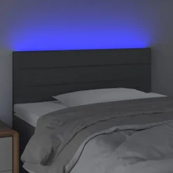 vidaXL Hoofdbord LED 80x5x78/88 cm stof donkergrijs