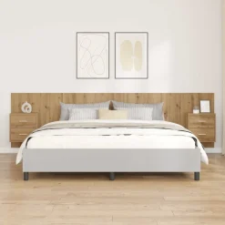 vidaXL Hoofdbord Met Kast met lade 3 pcs Artisan Eiken Bewerkt hout