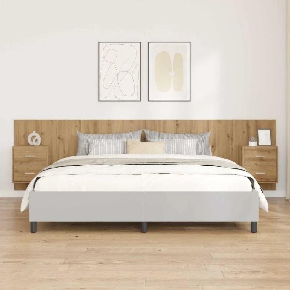 vidaXL Hoofdbord Met Kast met lade 3 pcs Artisan Eiken Bewerkt hout