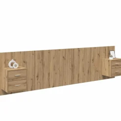vidaXL Hoofdbord Met Kast met lade 3 pcs Artisan Eiken Bewerkt hout