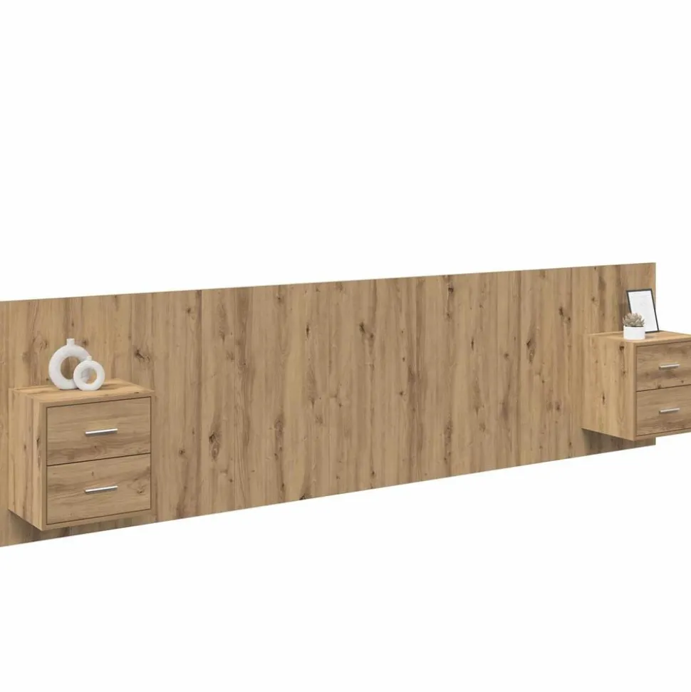vidaXL Hoofdbord Met Kast met lade 3 pcs Artisan Eiken Bewerkt hout