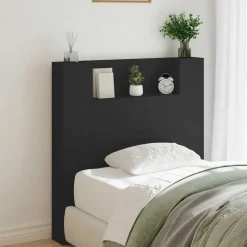 vidaXL Hoofdbord met plank Zwart 100 x 16,5 x 103,5 cm Bewerkt hout