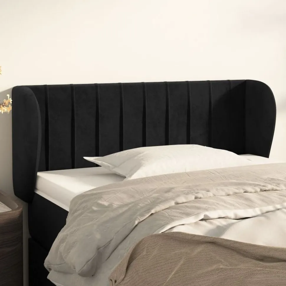 vidaXL Hoofdbord met randen 83x23x78/88 cm fluweel zwart