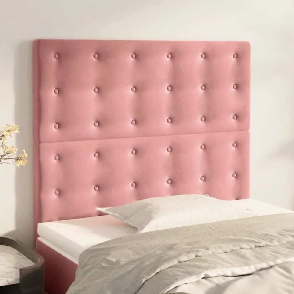 vidaXL Hoofdbord roze 80x5x118/128 cm fluweel