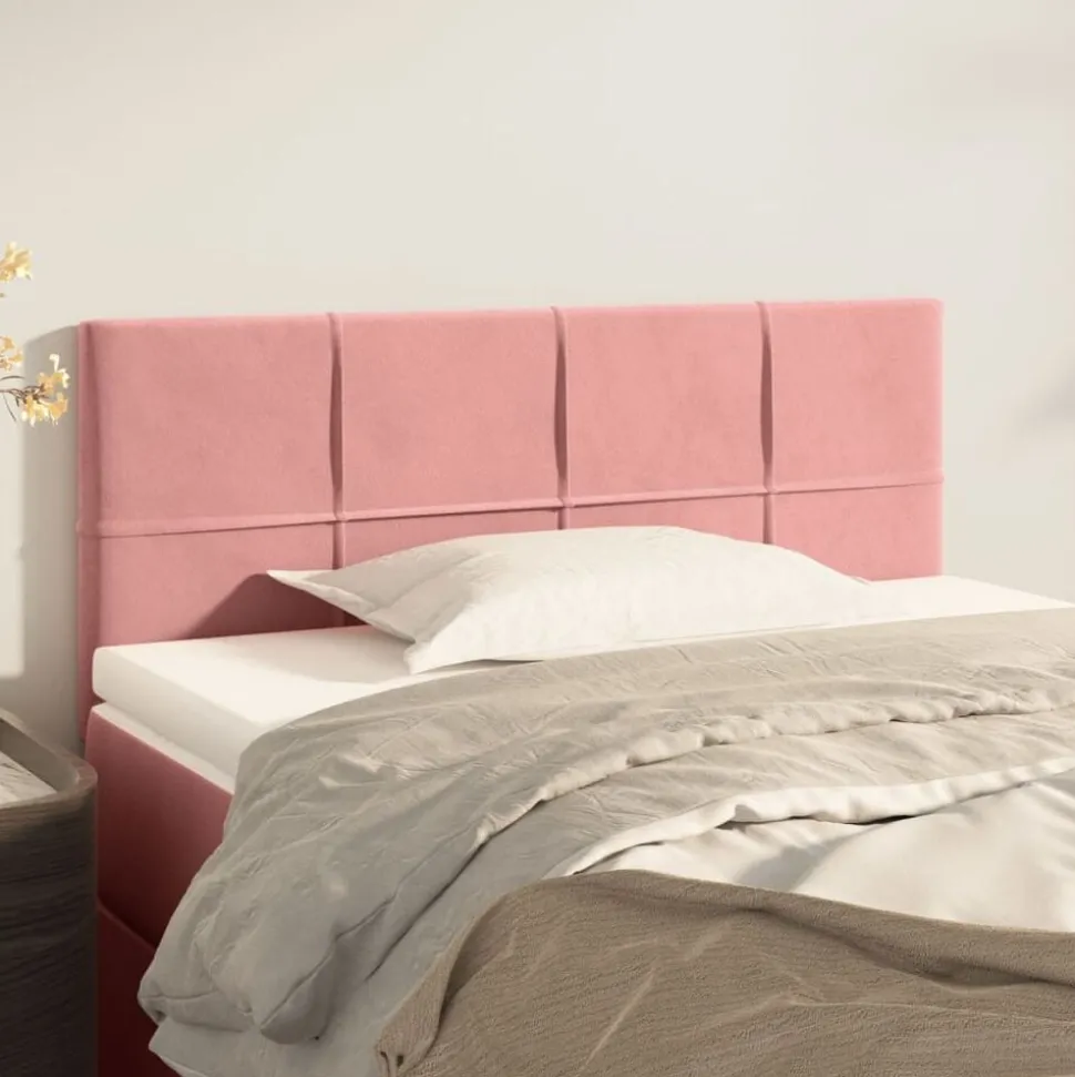 vidaXL Hoofdbord 80x5x78/88 cm fluweel roze
