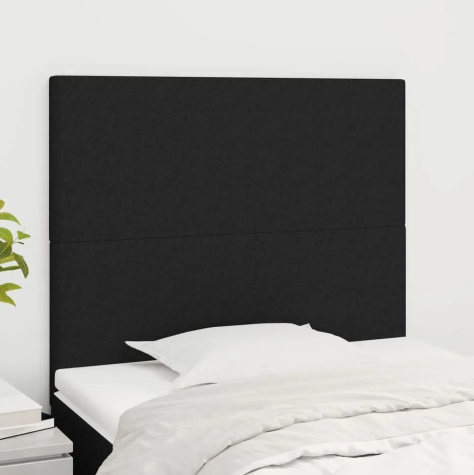 vidaXL Hoofdbord zwart 80x5x118/128 cm stof