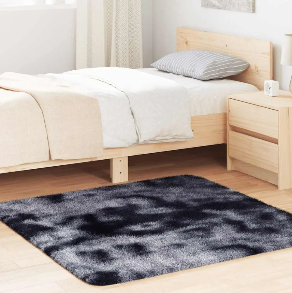 vidaXL Hoogpolig vloerkleed NAVARRA 120x120 cm polyester donkergrijs