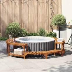 vidaXL Hot Tub Omgeving Bruin Ø255 x 55,5 cm Massief Acaciahout