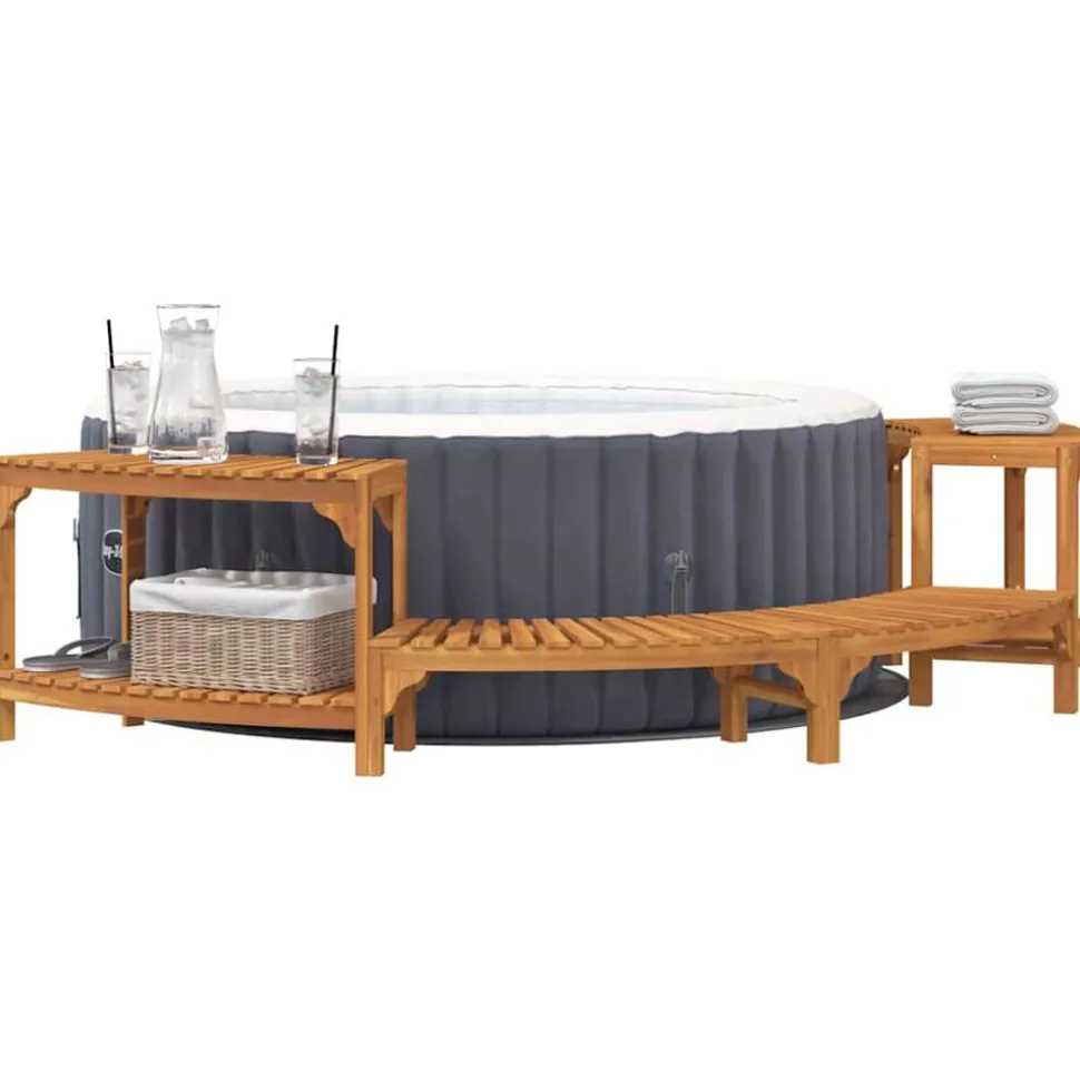 vidaXL Hottub Omgeving Half-Rond Bruin 252 x 112 x 55,5 cm